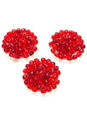Lot of Red Faceted Beads